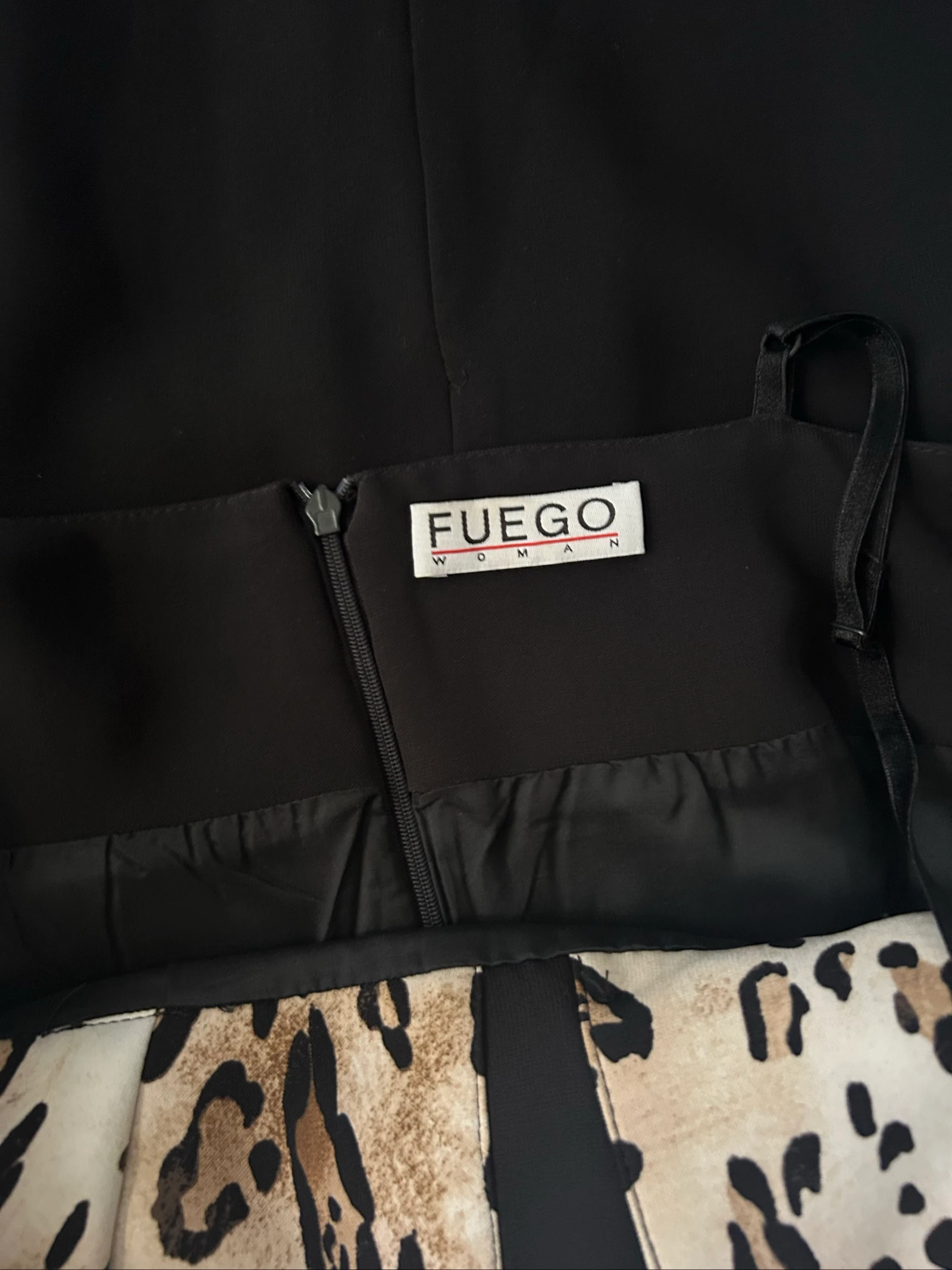 Vestido ajustado negro Fuego Woman con detalles de leopardo y lazo - Perfecto estado - T.36/38 – photo 3